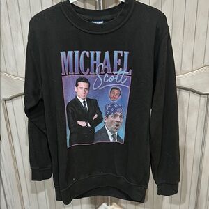 Black Crewneck Sweater with Vintage Graphic Design